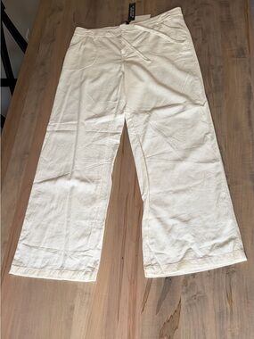 H&M (DIVIDED)Women’s Cream Wide-Leg Linen-Blend Drawstring Pants NWT